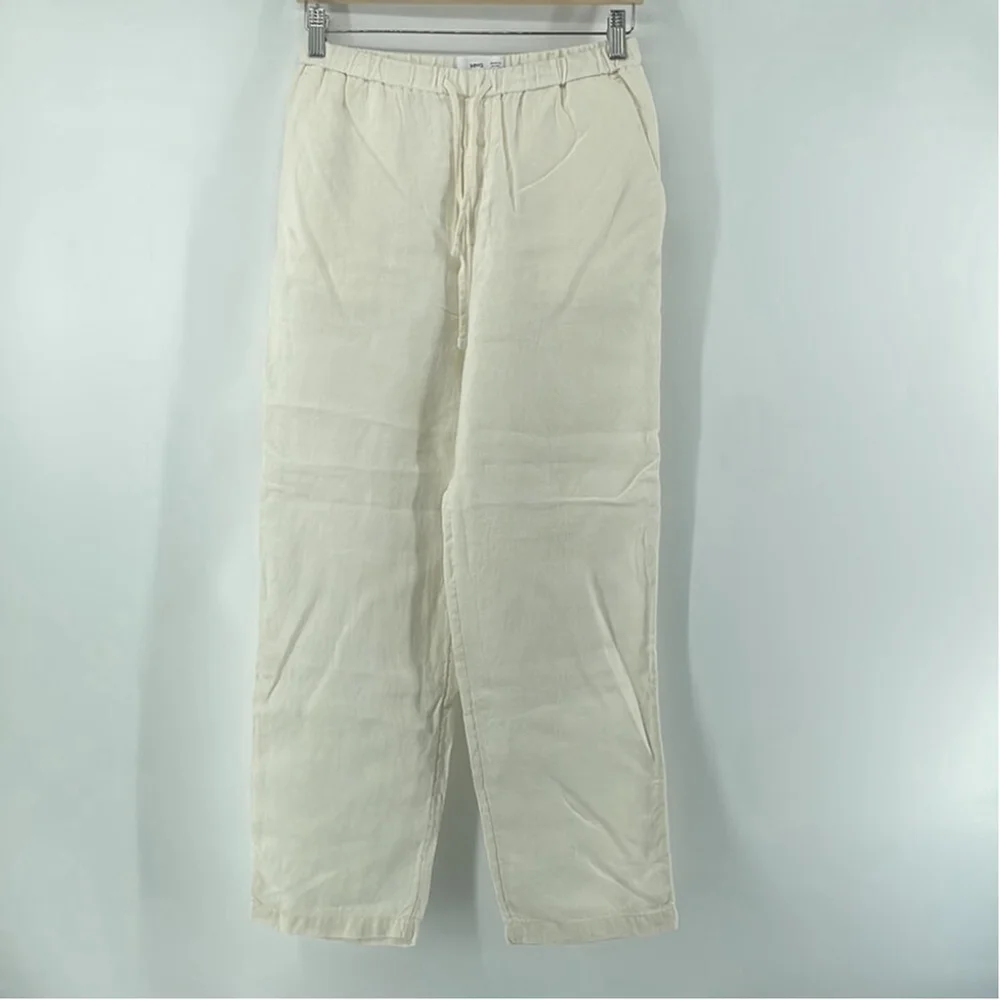 Mng 100% linen pants cream Color vacation light weight sz xs